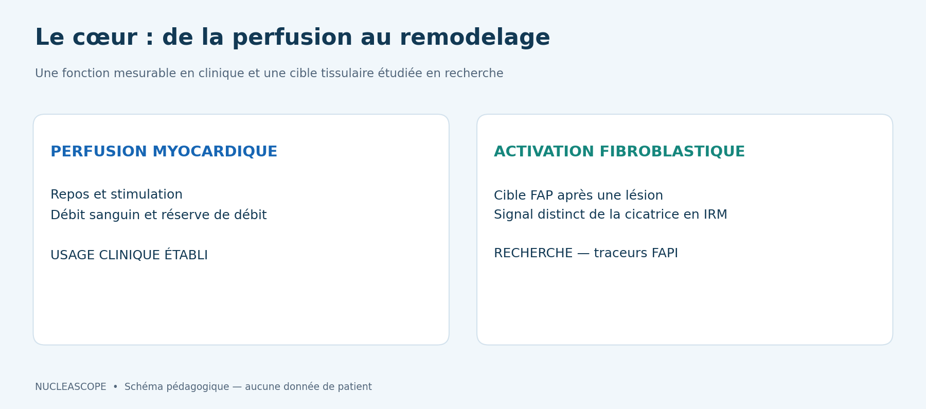 La TEP peut explorer une fonction d&eacute;j&agrave; mesurable en clinique ou un m&eacute;canisme tissulaire encore en cours de validation.