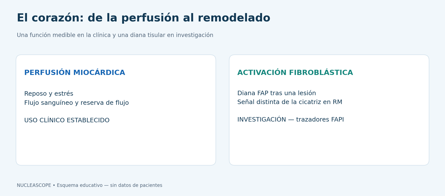 La PET puede explorar una funci&oacute;n ya medible en la cl&iacute;nica o un mecanismo tisular todav&iacute;a en proceso de validaci&oacute;n.